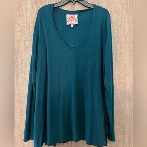 Johnny Was Forest Green Long Sleeve Swing Top